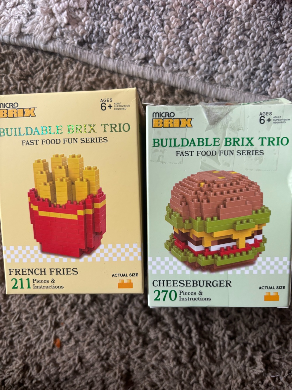 Buildable Brix Trio Kids Toy - Red & Green Fast Food Set